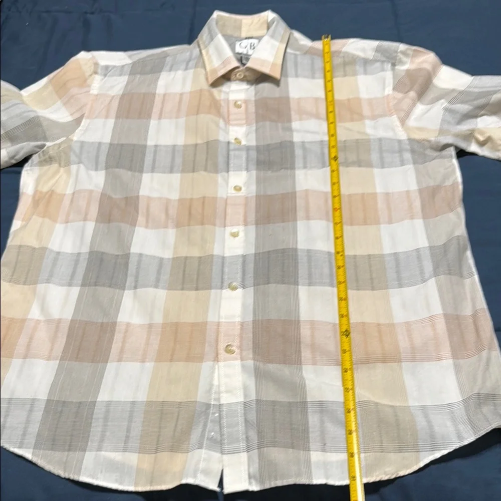 Geoffrey Beene Men’s SZ L (16-16 1/2) Checkered Short Sleeve Button Down Shirt - Picture 6 of 10